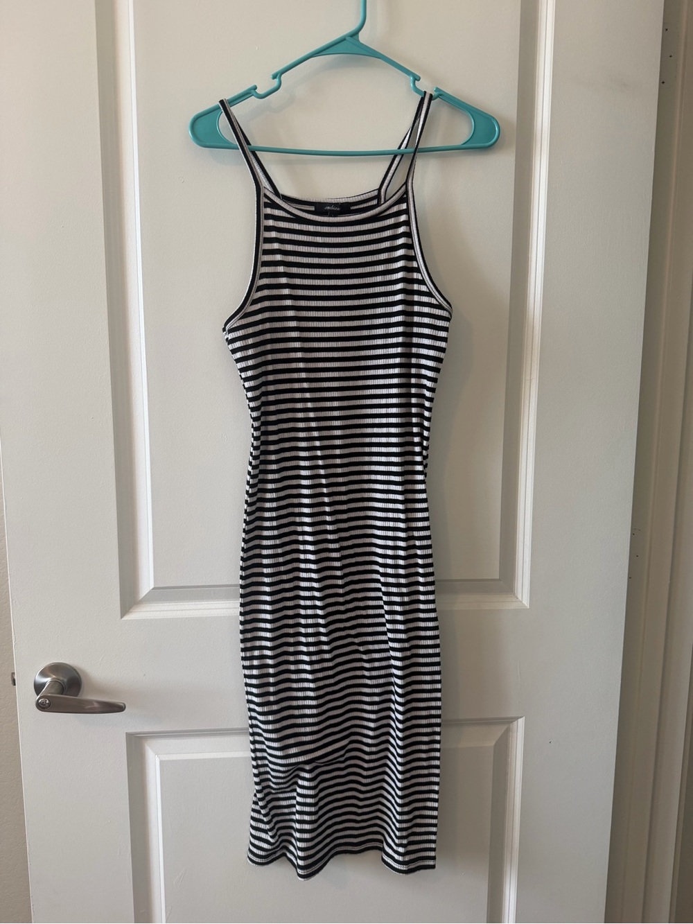 Ambiance Black and White Striped Midi Tank Dress